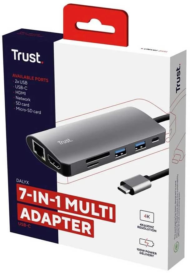 Trust Pasitikėkite Dalyx 7in1 USB-C kelių prievadų adapteriu (TR-23775)