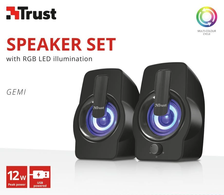 Kompiuterio kolonėlės Kolonėlės kompiuteriui Trust Gemi RGB 2.0, juodos
