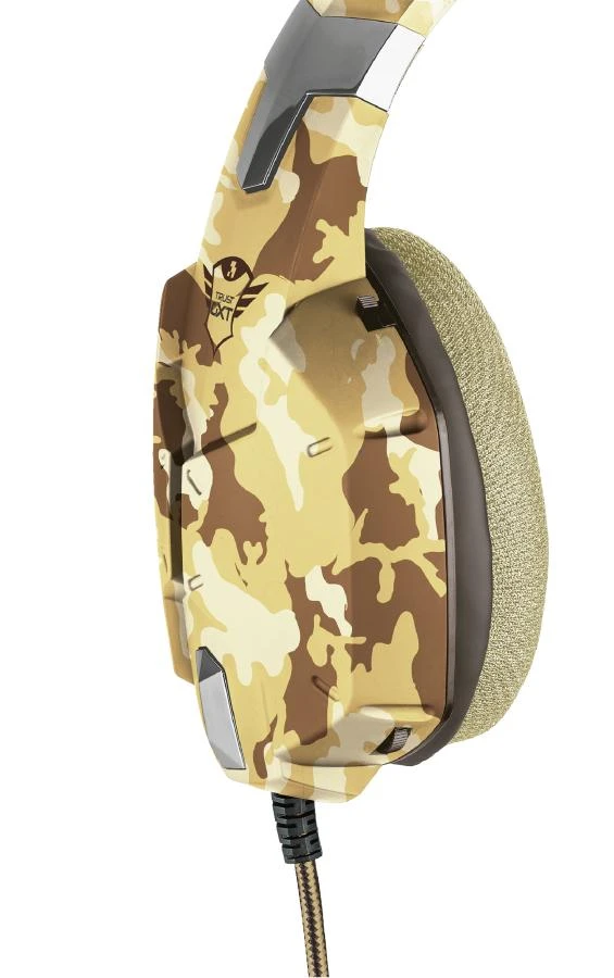 Žaidimų ausinės Trust GXT 322D Carus Desert Camo, Gelsvos, 22125