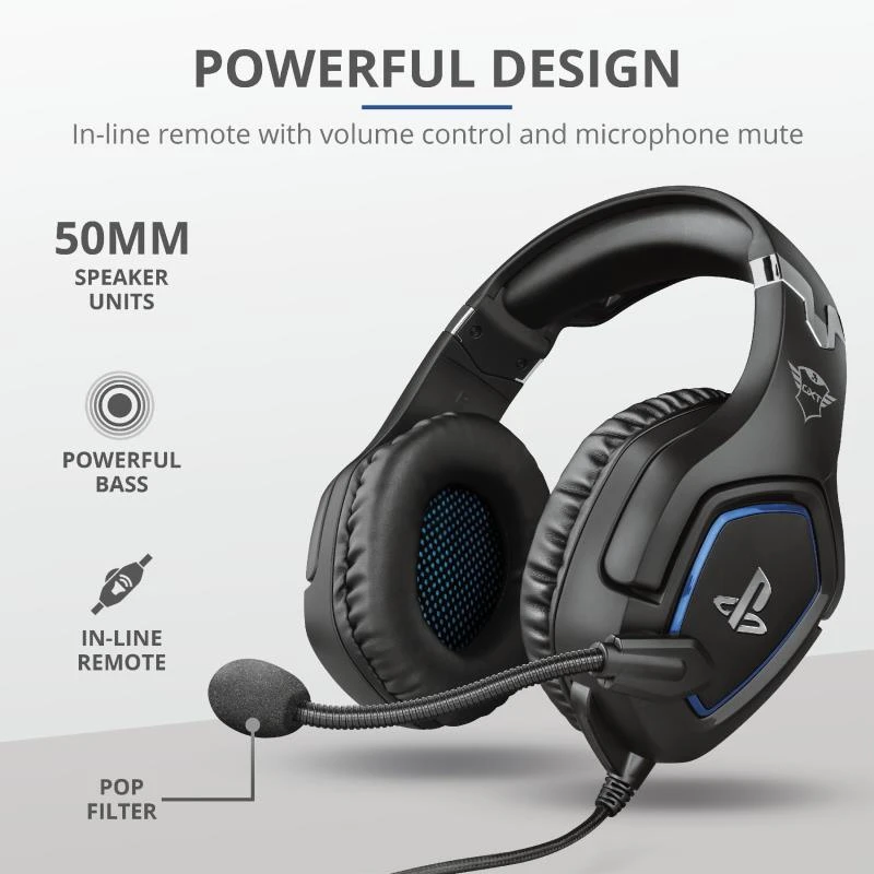 Žaidimų ausinės Trust GXT 488 Forze PS4 Gaming Headset PlayStation official licensed product, Juodos, 23530