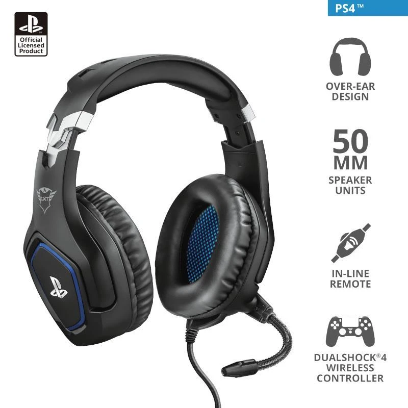 Žaidimų ausinės Trust GXT 488 Forze PS4 Gaming Headset PlayStation official licensed product, Juodos, 23530