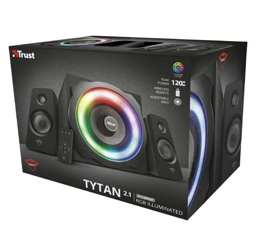Kompiuterio kolonėlės Speaker Set Trust GXT 629 Tytan 2.1 RGB 22944 (2.1, juodos spalvos)