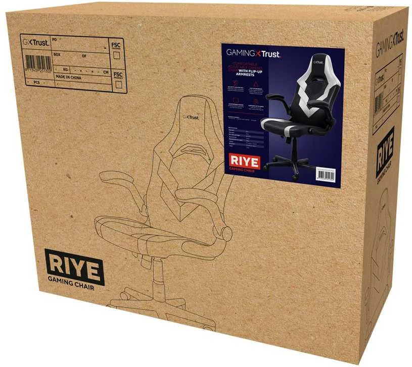 Žaidimų kėdė Trust GXT703W RIYE, Balta/juoda