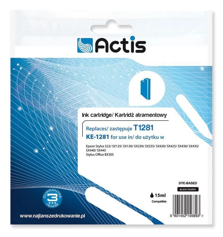 Spausdintuvo Rašalas - Actis KE-1281, Juodas