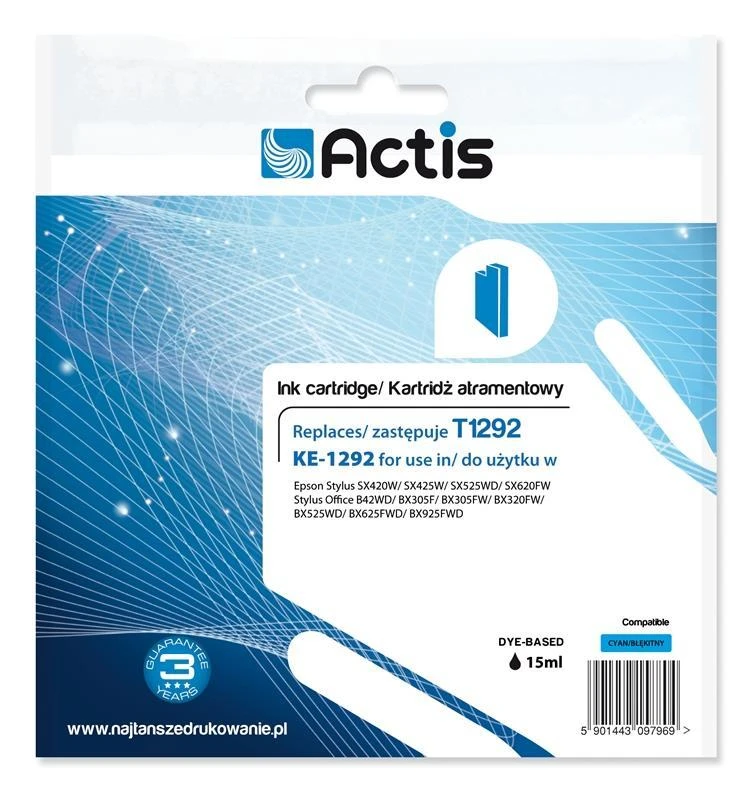 Rašalo Kasetė - Actis KE-1291 Juodas 18ml