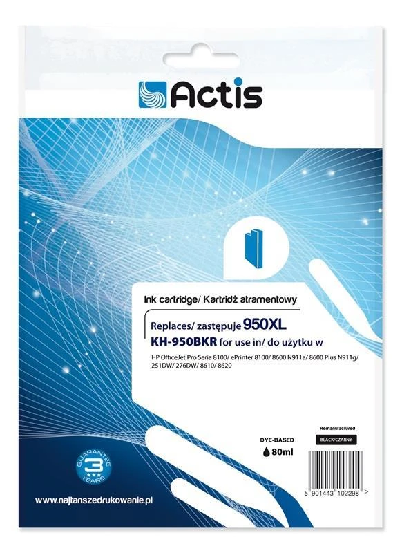 Rašalo kasetė - Actis KH-950BKR Juoda 80 ml