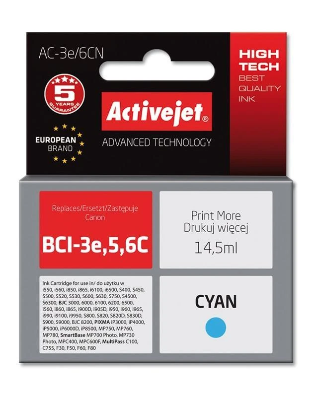 ActiveJet rašalas, skirtas Canon spausdintuvui (CI-3e/6C) žalsvai mėlynas