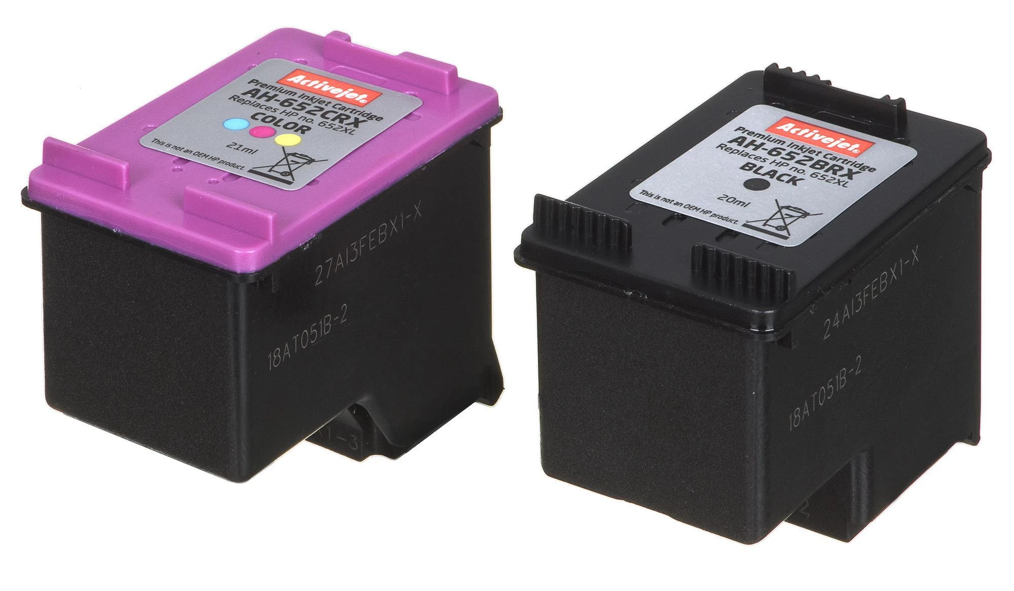 Rašalo kasetė Activejet AH-M652RX (pakaitinė HP 652 F6V25/F6V24, Premium, 1 x 20 ml, 1 x 21 ml, juoda, MultiColor)