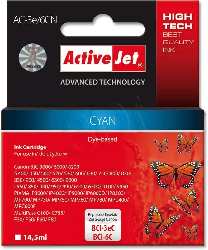 ActiveJet rašalas, skirtas Canon spausdintuvui (CI-3e/6C) žalsvai mėlynas