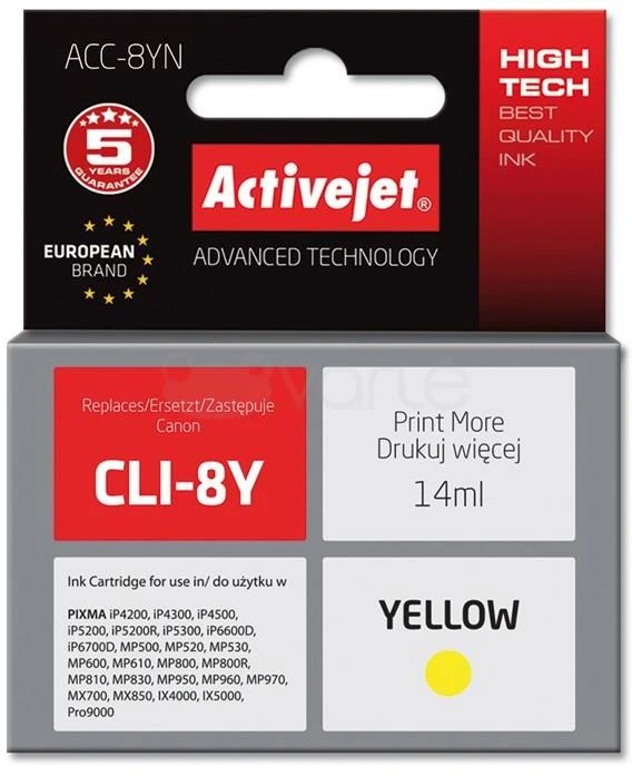 Activejet ACC-8BN rašalas, skirtas Canon spausdintuvams, pakeičia Canon CLI-8Bk