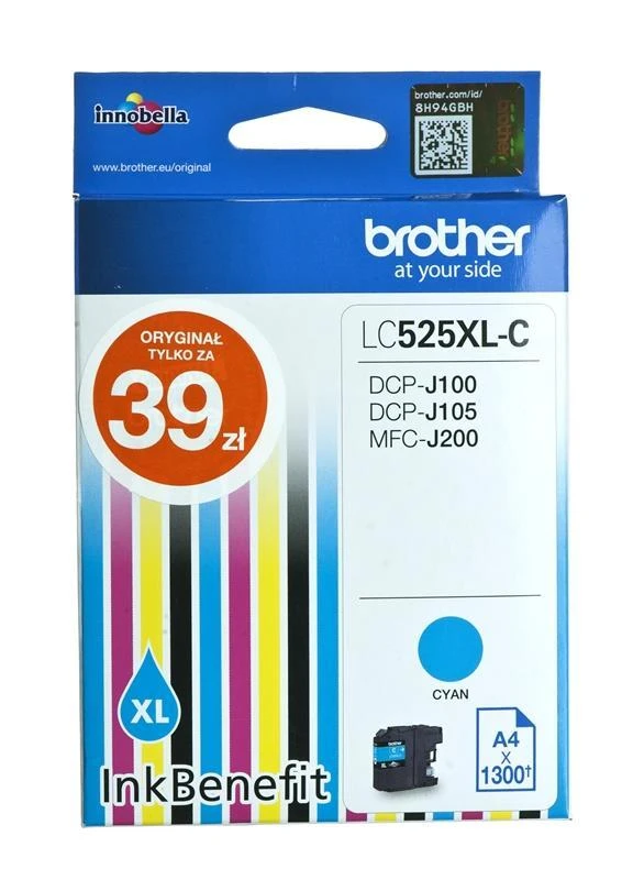 Brother LC-525XLC rašalo kasetė Originalus Žydras