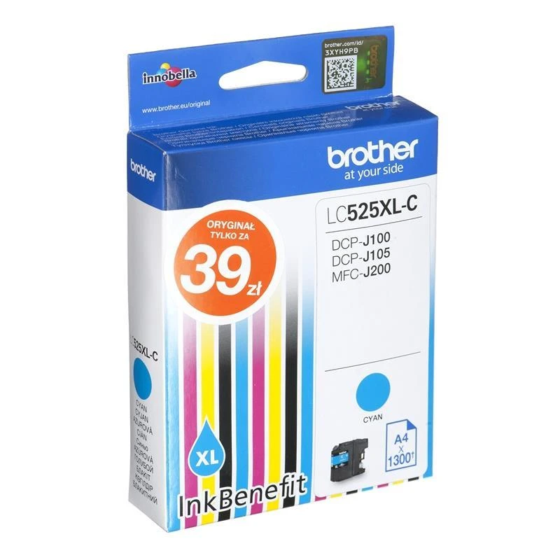 Brother LC-525XLC rašalo kasetė Originalus Žydras