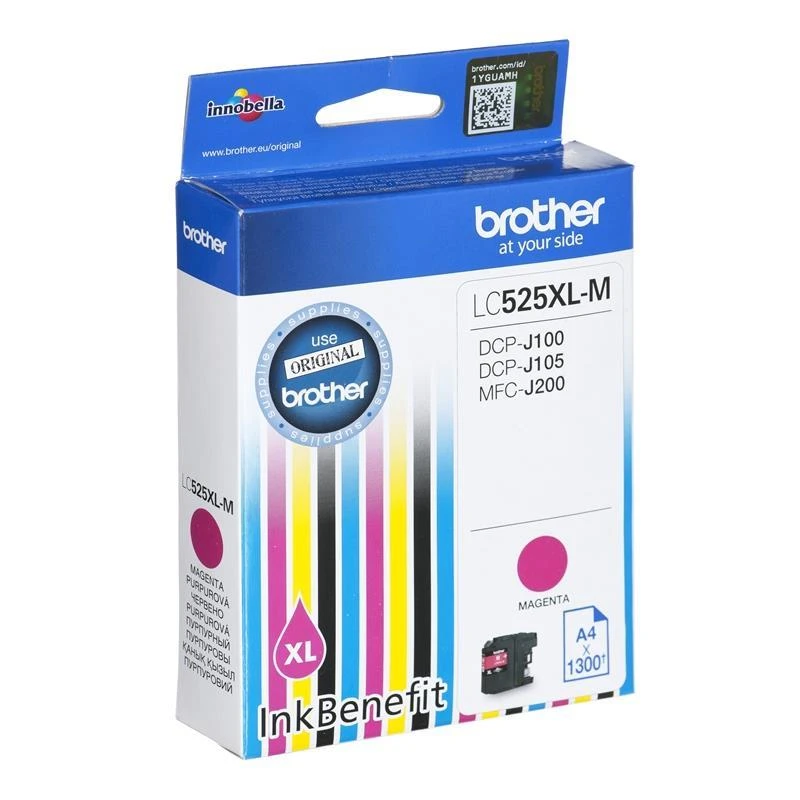 Brother LC-525XLM kasetė rašaliniams spausdintuvams, tinka DCP-J100/J105, MFC-J200, Magenta 1300 psl