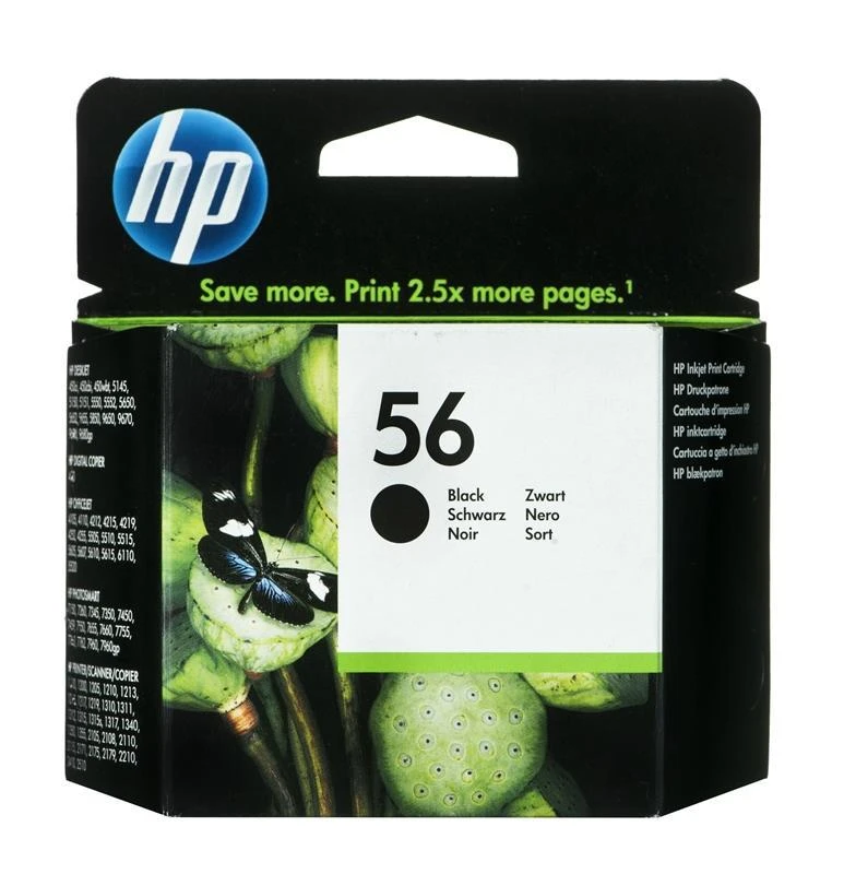 Hewlett Packard (HP) HP 56 Juodas rašalo kasetė, 450 puslapių, skirta HP DeskJet 450, 5652, 5150, 5850, 7150, Officejet 6110