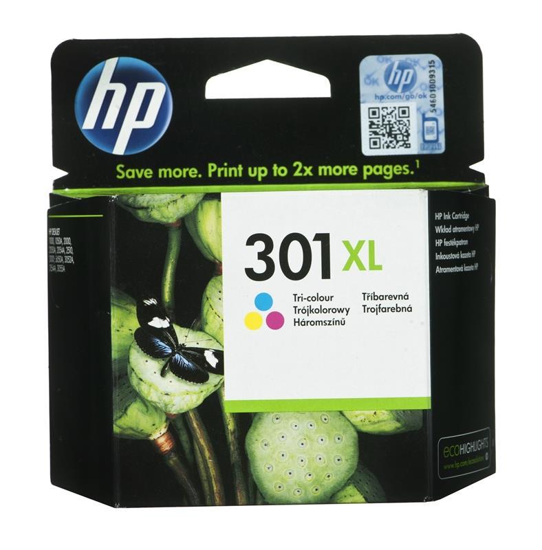 Hewlett Packard (HP) HP 301XL originali rašalo kasetė, trijų spalvų, didelės talpos, 330 puslapių, 1 vnt. pakuotė