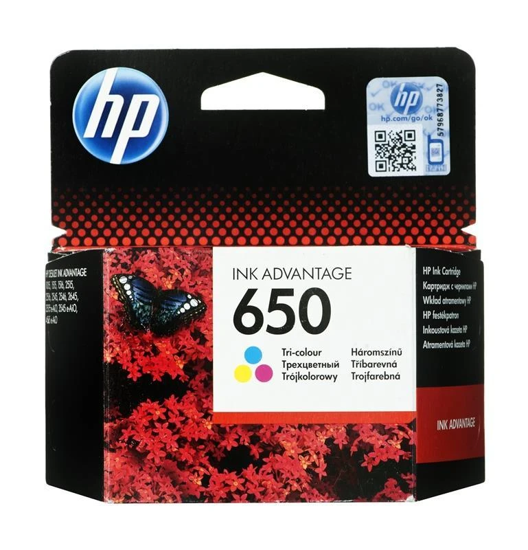 Hewlett Packard (HP) „HP 650“ trispalvė originali rašalo „Advantage“ kasetė (200 puslapių)