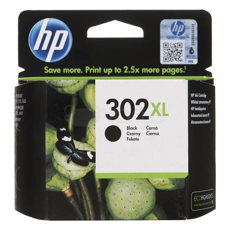 Hewlett Packard (HP) HP 302XL High Yield Juodas rašalo kasetė, 480 puslapių, skirta HP Officejet 3830,3834,4650, Deskjet 2130,3630,1010, Envy 4520