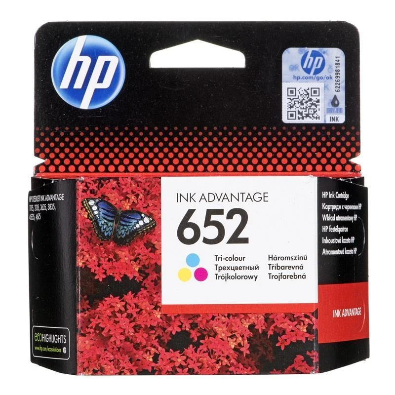 „Hewlett Packard“ (HP) HP 652 trijų spalvų originali rašalo kasetė „Ink Advantage“ (200 puslapių)