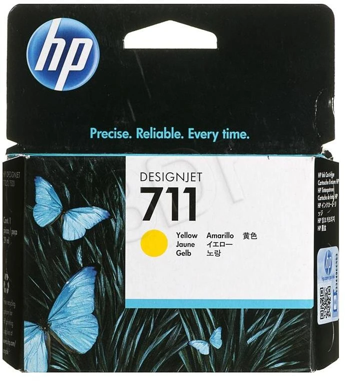 Hewlett Packard (HP) HP 711 Geltona rašalo kasetė, 29 ml, skirta HP DesignJet T120, T520