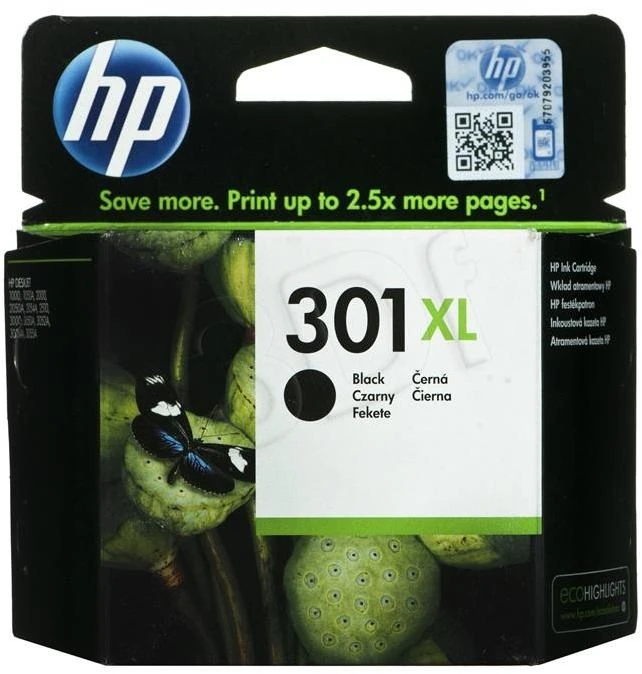 Hewlett Packard (HP) HP 301XL didelės talpos juodo rašalo kasetė, 480 puslapių, skirta HP Deskjet 1000, 1050, 2050, 3000, 3050