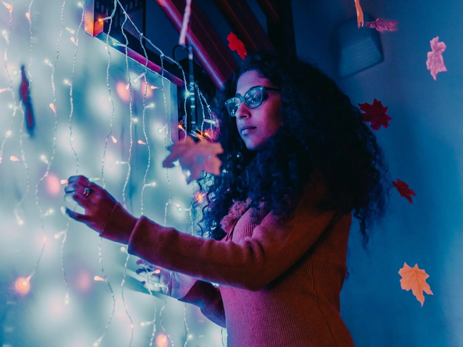 Kalėdinė išmanioji lempučių girlianda Twinkly Curtain 210L 5mm RGBW, užuolaidos, daugiaspalvės