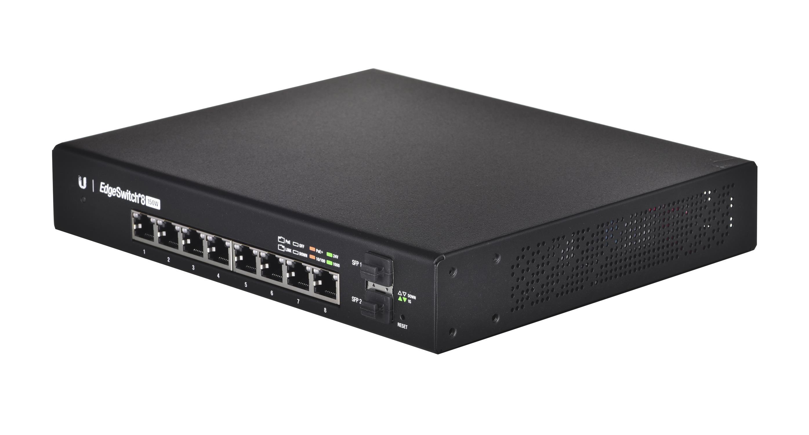 Šakotuvas UBIQUITI ES-8-150W Ubiquiti ES-8-150W 8 prievadų + 2xSFP Gigabit PoE jungiklis 24V/48V 802.3af/802.3at