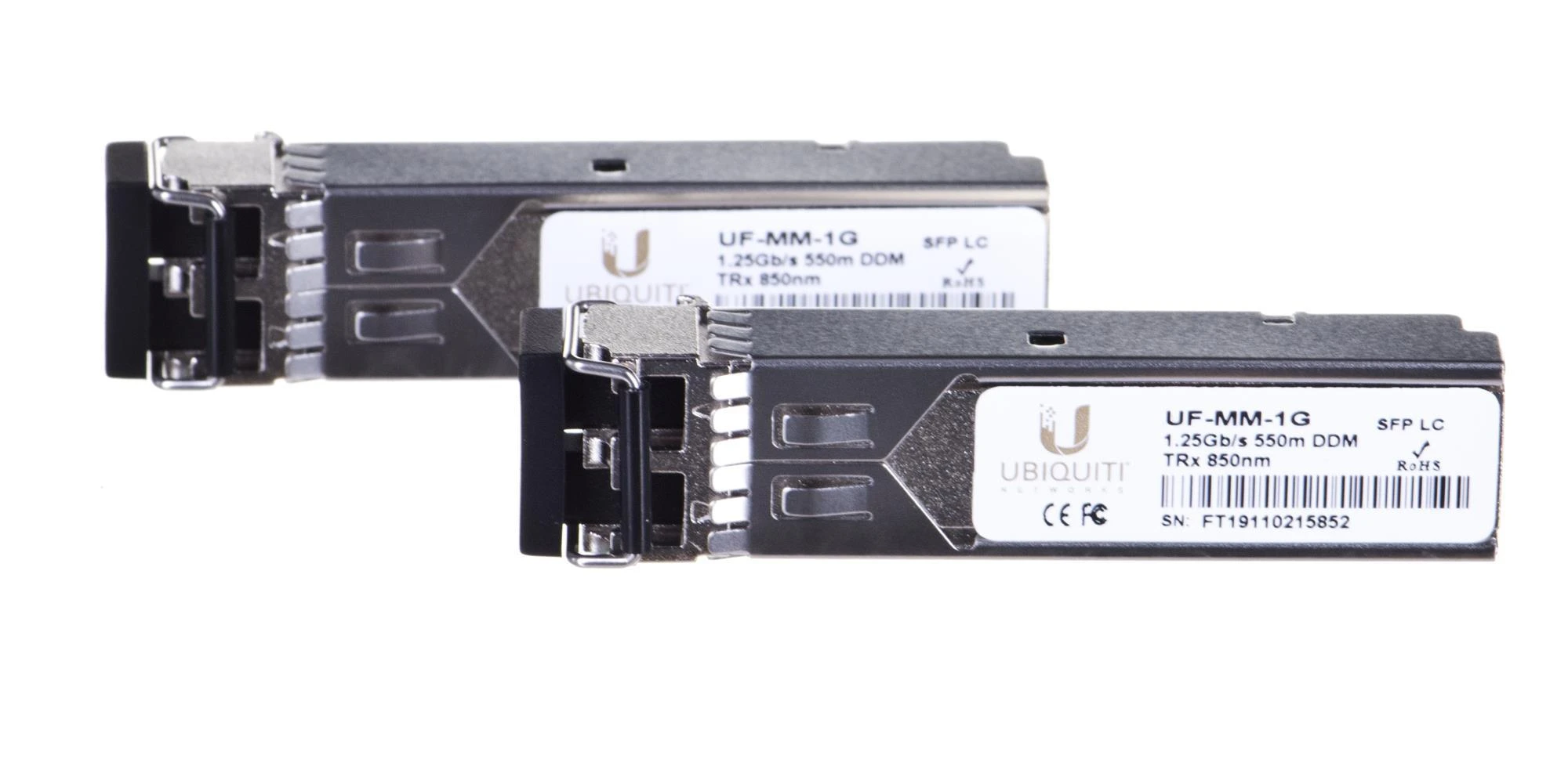 UBIQUITI UF-MM-1G Ubiquiti UF-MM-1G 1.25Gbps SFP SX-LC (Multi-Mode Fiber) 850nm 550m - 2 vnt.