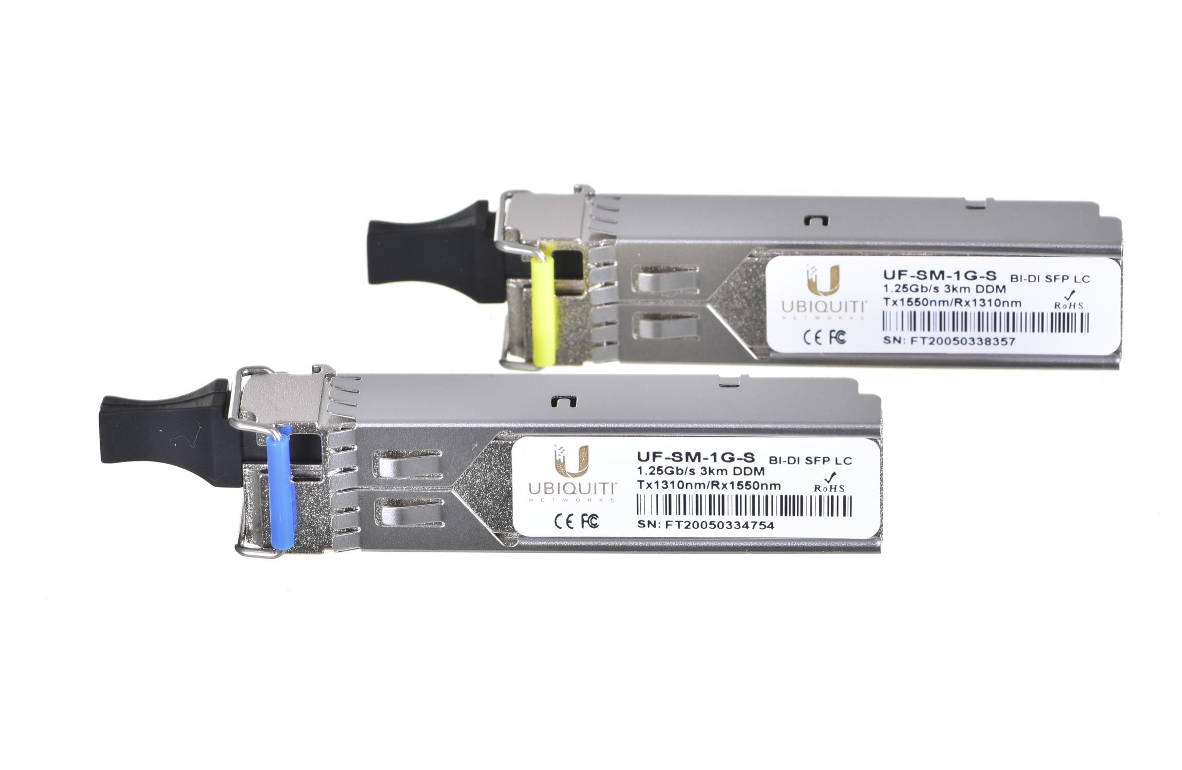 Maršrutizatorius UBIQUITI UF-SM-1G-S Ubiquiti UF-SM-1G-S 1.25Gbps SFP 1xLC (Single-Mode) 1310/1550nm BiDi 3km - Pair
