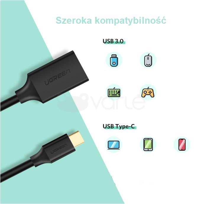 Adapteris OTG USB-C 3.0 UGREEN - Juodas