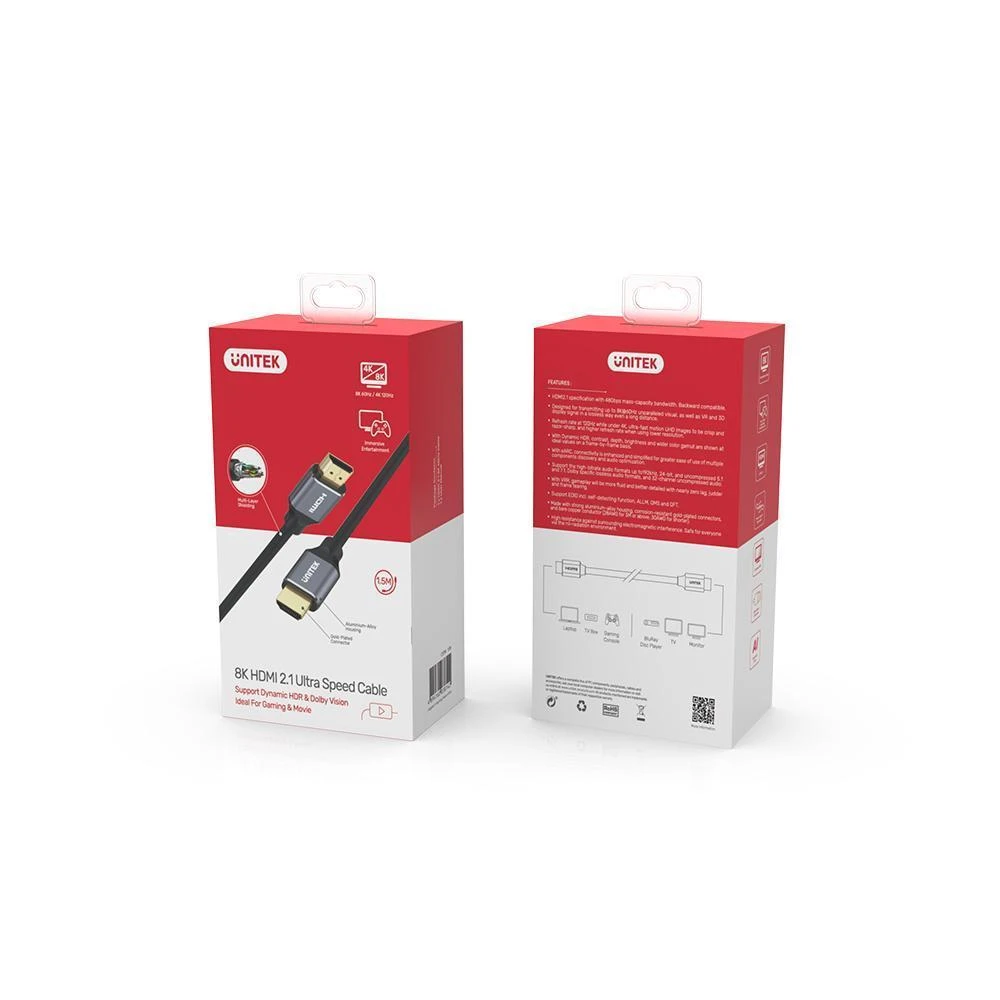 UNITEK C138w kabelis HDMI 2.1 8K 4K120Hz UHD 3m