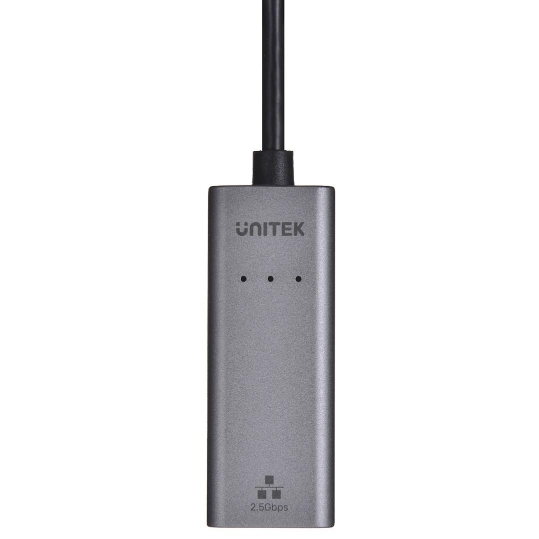 Tinklo Adapteris - UNITEK U1313C USB-A/USB-C Į RJ-45 2.5 Gbit Pilkas
