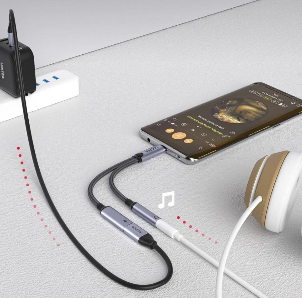 UNITEK ADAPTERIS USB-C - MINIJACK 3.5MM, USB-C 60W