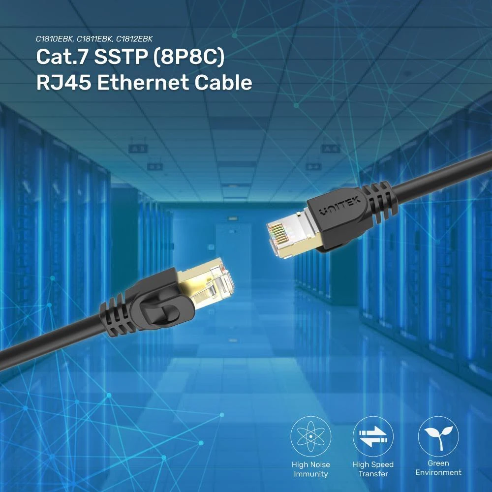 UNITEK Kat. 7 SSTP 8P8C RJ45 eterneto kabelis – 3m C1811EBK