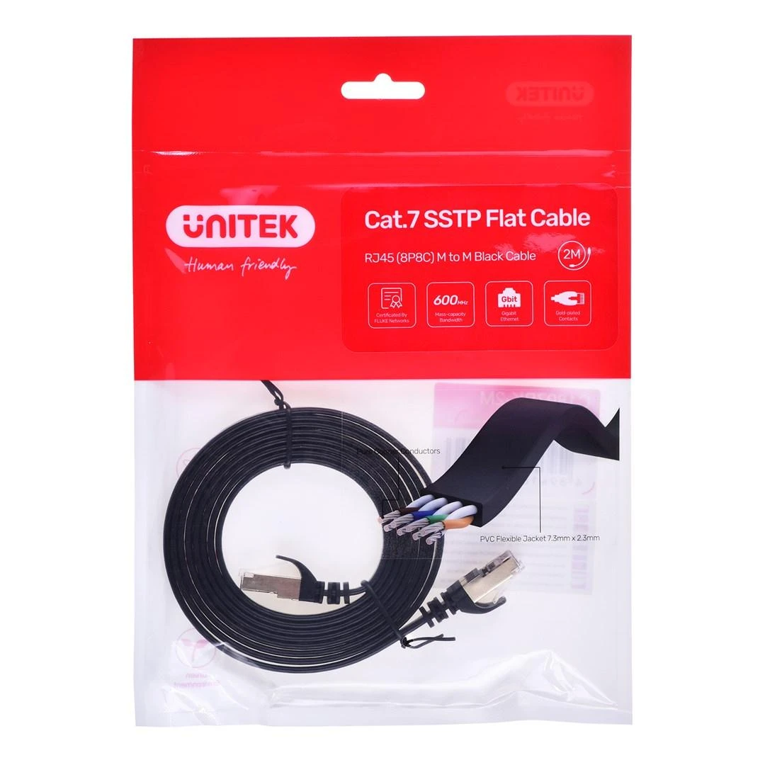 UNITEK C1897BK-2M eterneto kabelis FLAT CAT 7 UTP Ethernet 2m