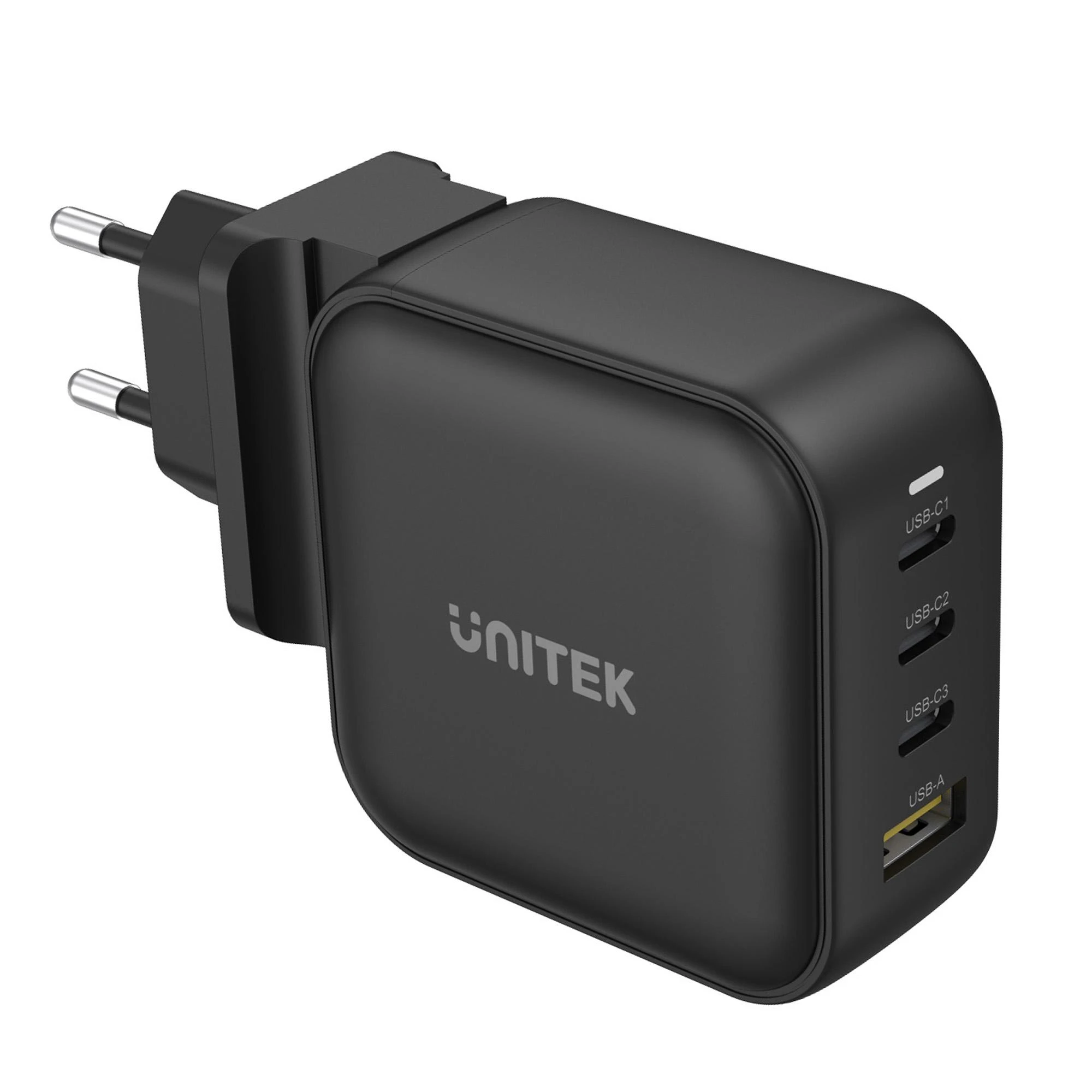 UNITEK CHARGER GaN 3x USB-C 1x USB-A QC 3.0 PD 100W Juodas