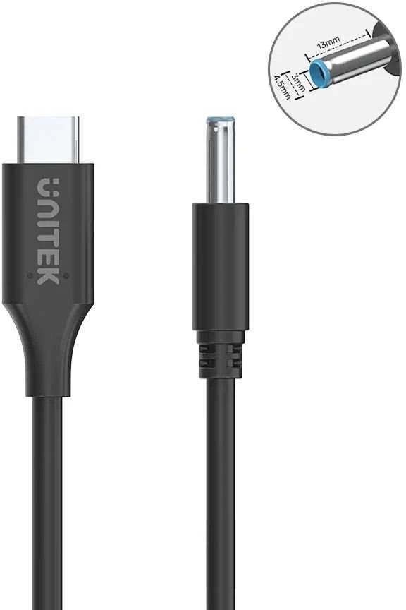 Unitek Kabelis maitinimo šaltinis HP 65W nešiojamam USB-C - DC4.5mm