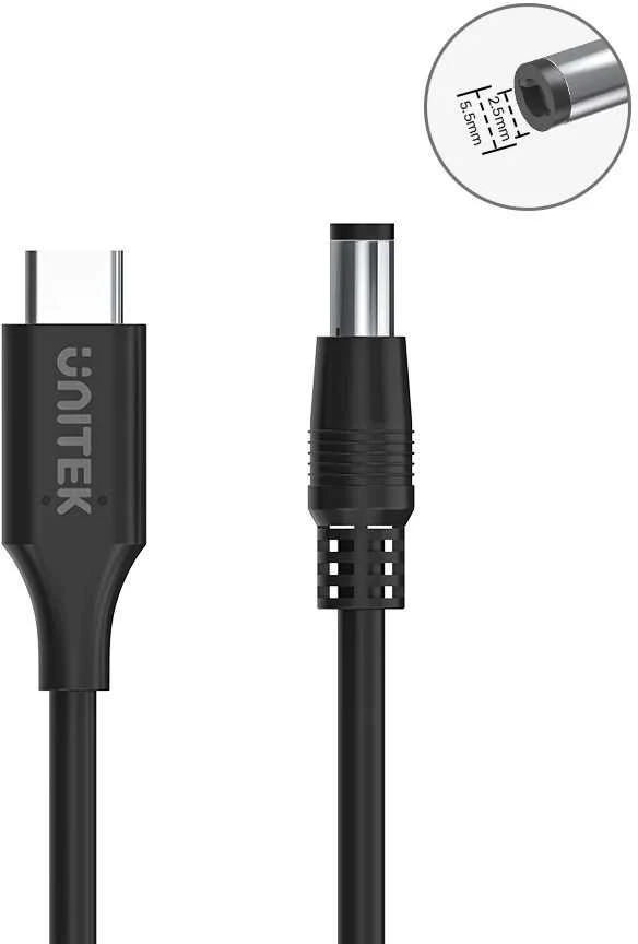 Unitek Kabelis nešiojamojo kompiuterio maitinimo šaltinis 65W USB-C - DC5.5mm