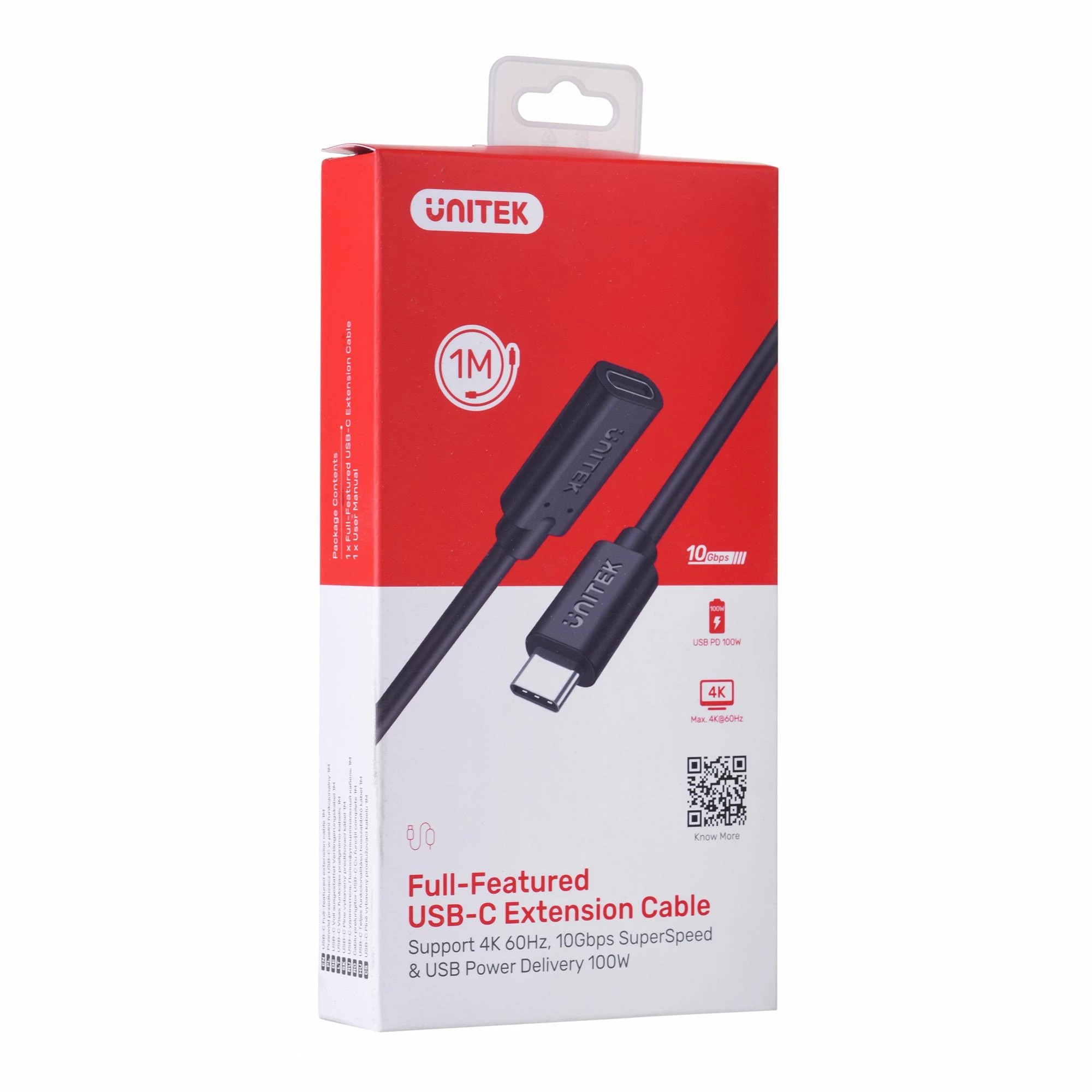 Unitek USB-C ilgintuvas 10Gbps 4K, PD 100W 1 m