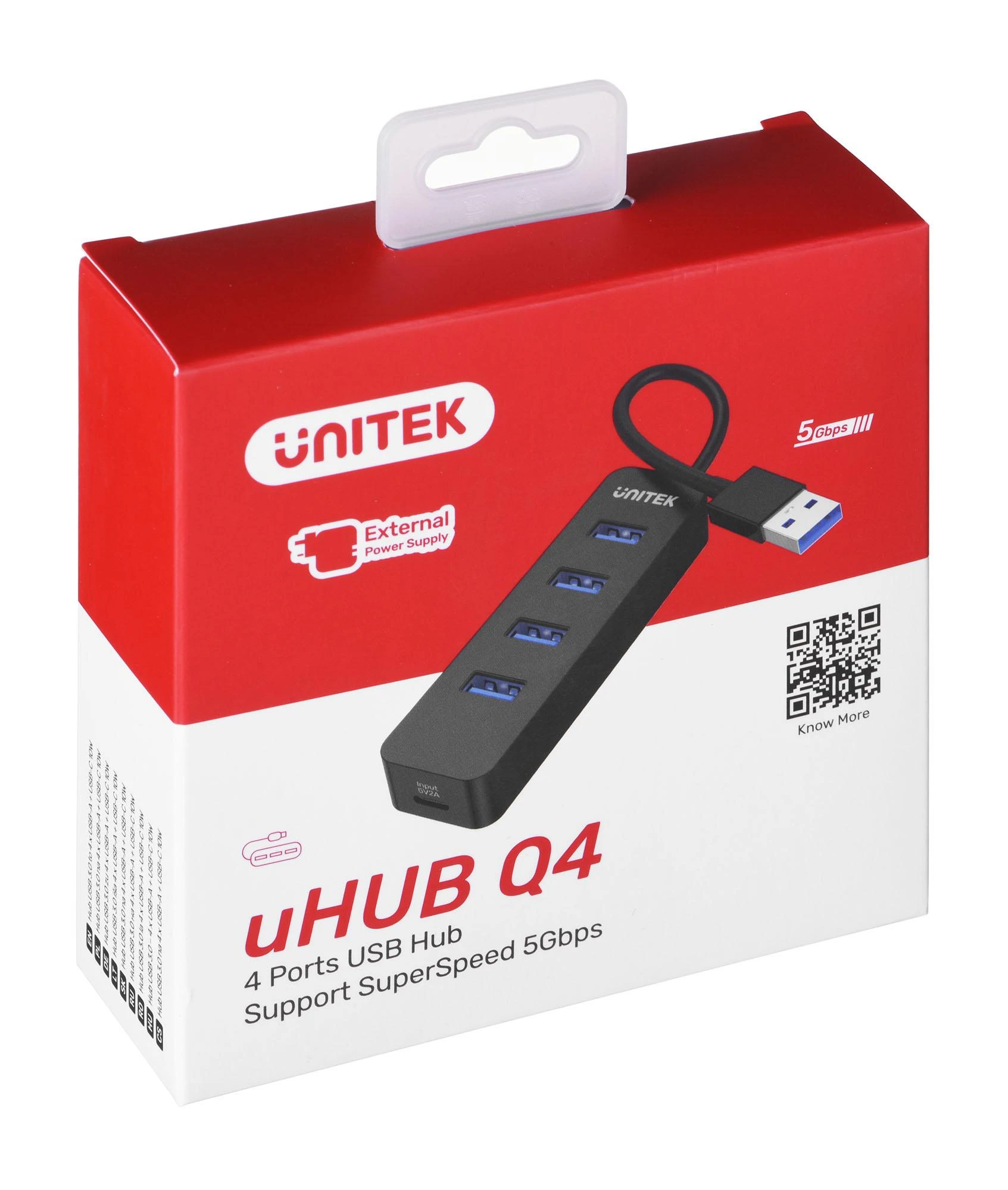 USB Hub - UNITEK H1117A 4-Port USB 3.1 Aktyvus 10W Juodas