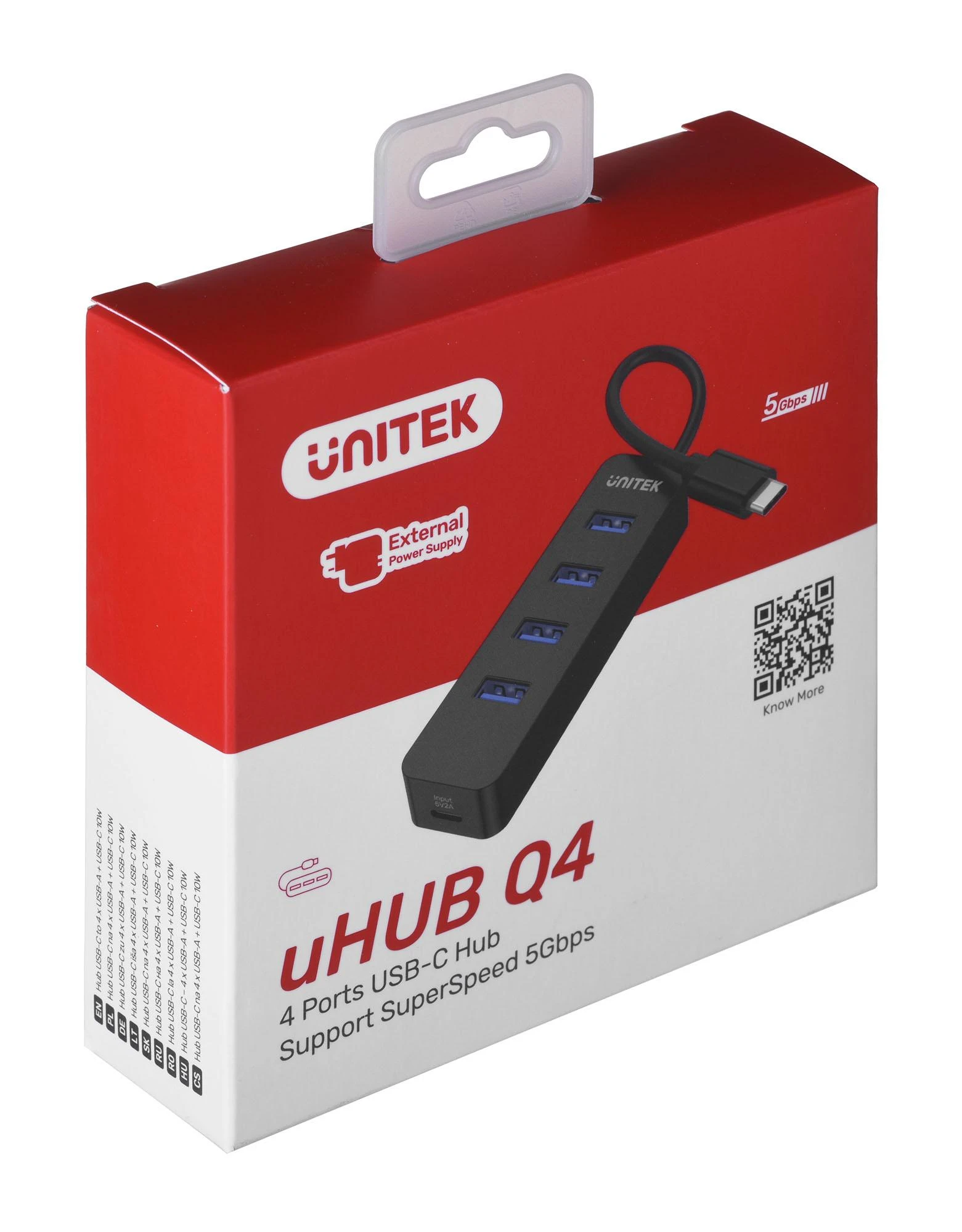 Unitek USB-C šakotuvas pakuotėje