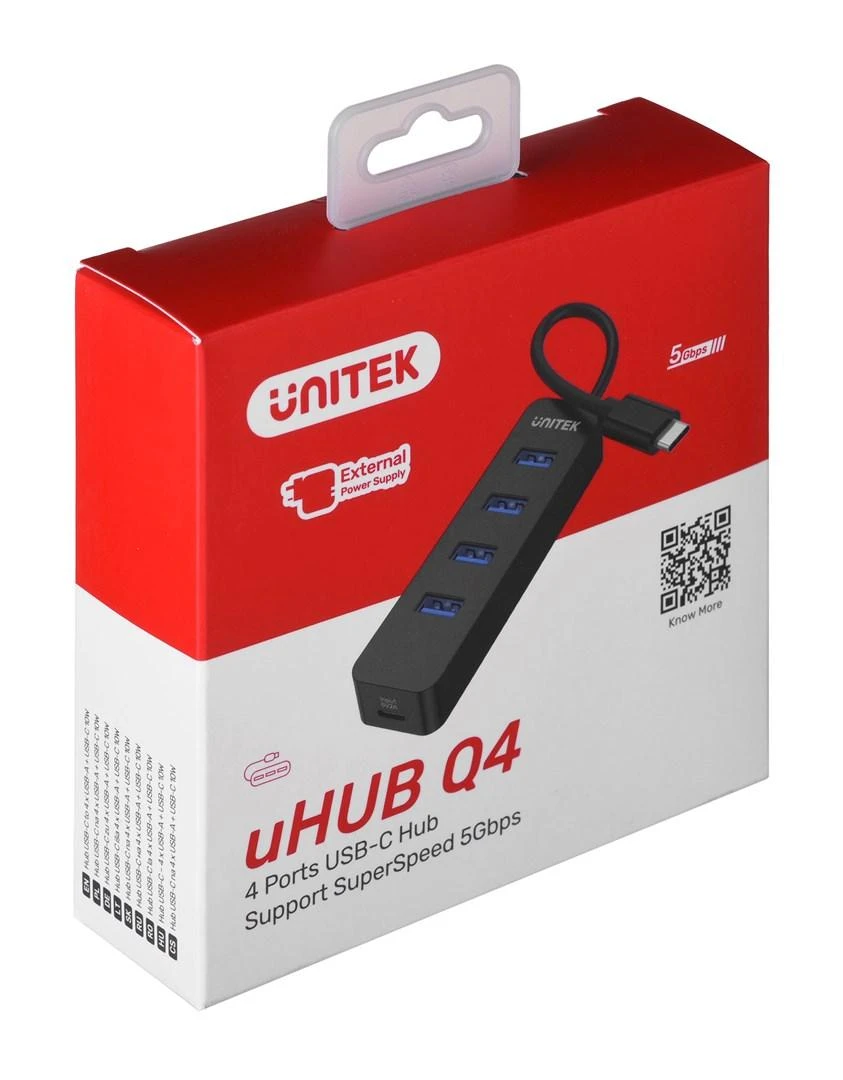 UNITEK HUB USB-C 4XUSB-A 3.1, ACTIVE, 10 W, H1117B