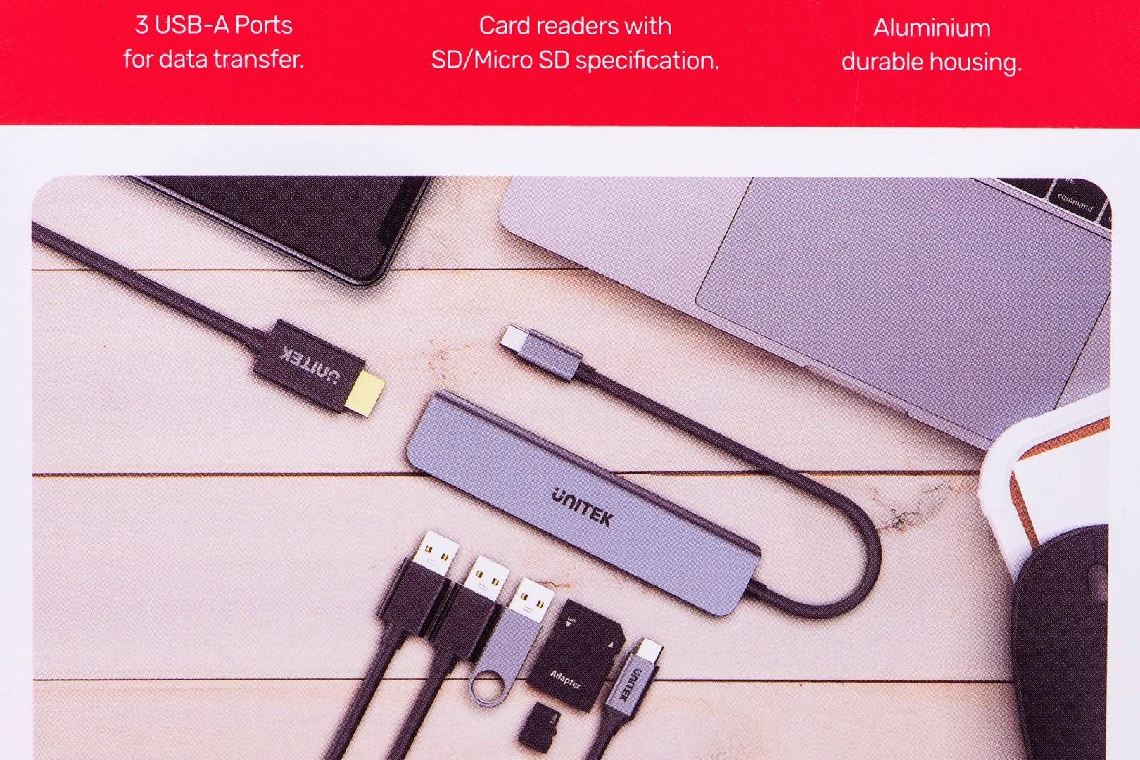 Unitek 7in1 USB-C šakotuvas su jungtimis