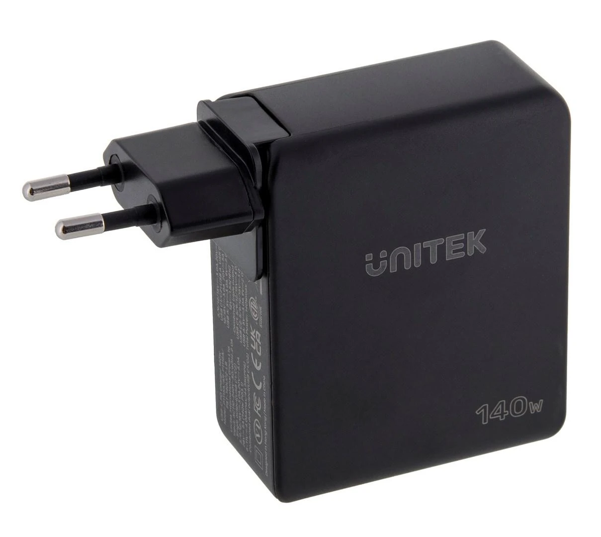Unitek 140W GaN įkroviklis, juodas korpusas