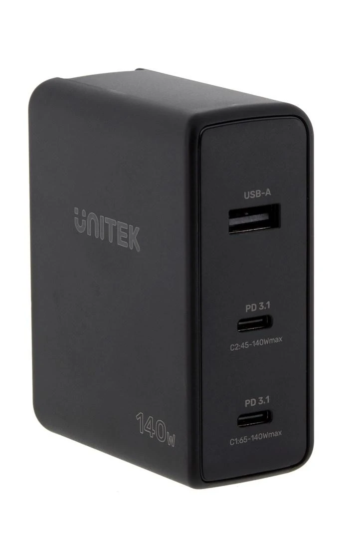 UNITEK CHARGER P1115A GaN 2x USB-C 1x USB-A PD 140W Juodas