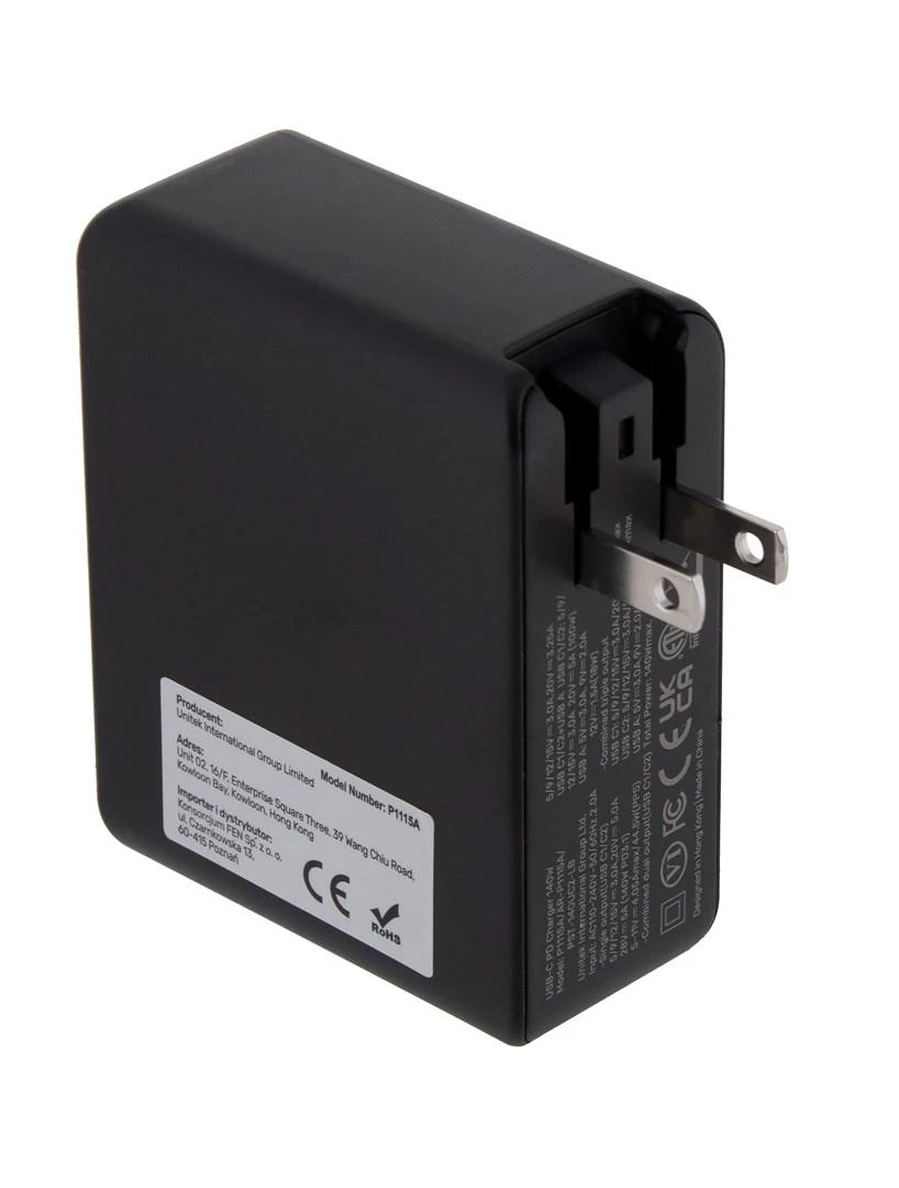 UNITEK CHARGER P1115A GaN 2x USB-C 1x USB-A PD 140W Juodas