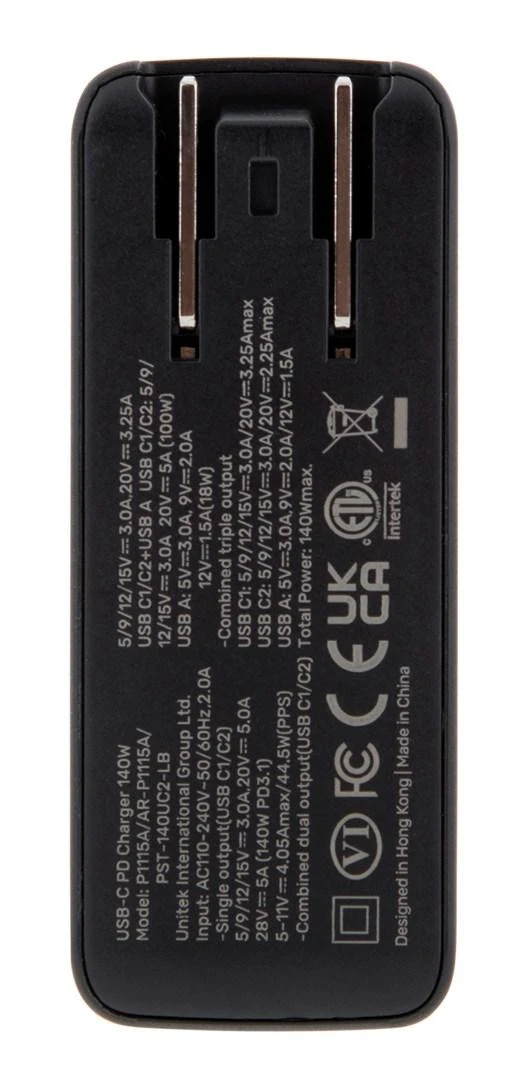 UNITEK CHARGER P1115A GaN 2x USB-C 1x USB-A PD 140W Juodas