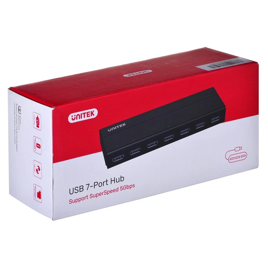 USB Adapteris - Unitek 7x USB 3.2 Gen 1 (3.1 Gen 1) Type-A