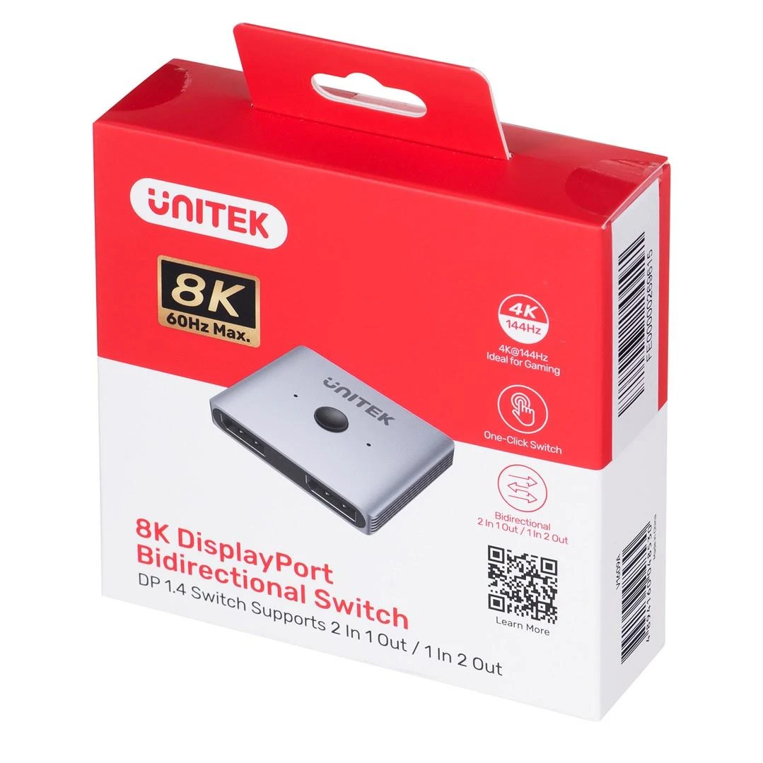 Unitek dvikryptis DP 1.4 8K 2-to-1 jungiklis