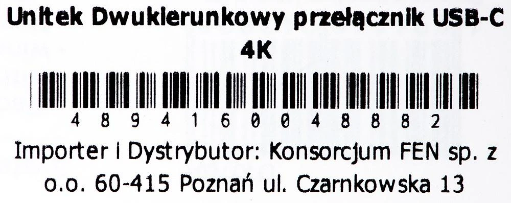UNITEK USB-C adapterio gaminio pakuotės brūkšninis kodas