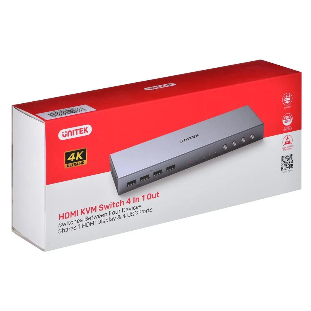 Unitek KVM Switch 4K HDMI 2.0 4-in 1-out +USB